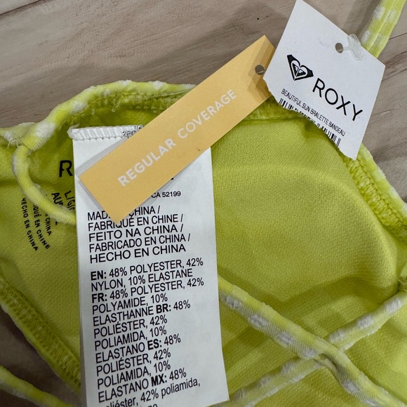 NWT Roxy Beautiful Sun Bralette Bandeau Limeade Yellow Large - Picture 7 of 9